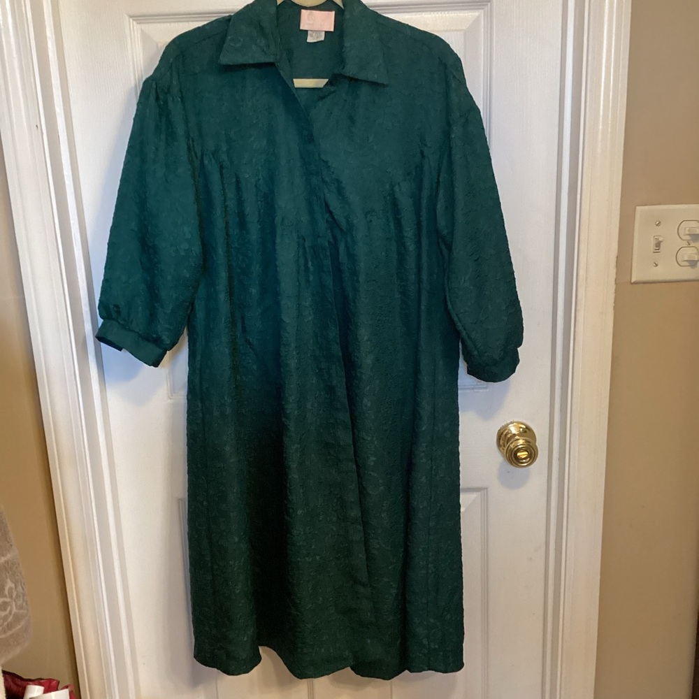 Vintage Elegant Emerald Green Women's House Coat